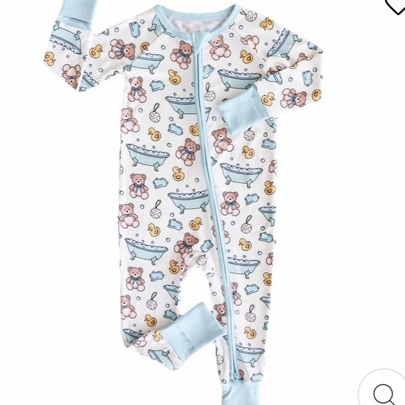 Caden Lane Bathtime Besties Bamboo Convertible Romper Sleeper - Picture 1 of 5